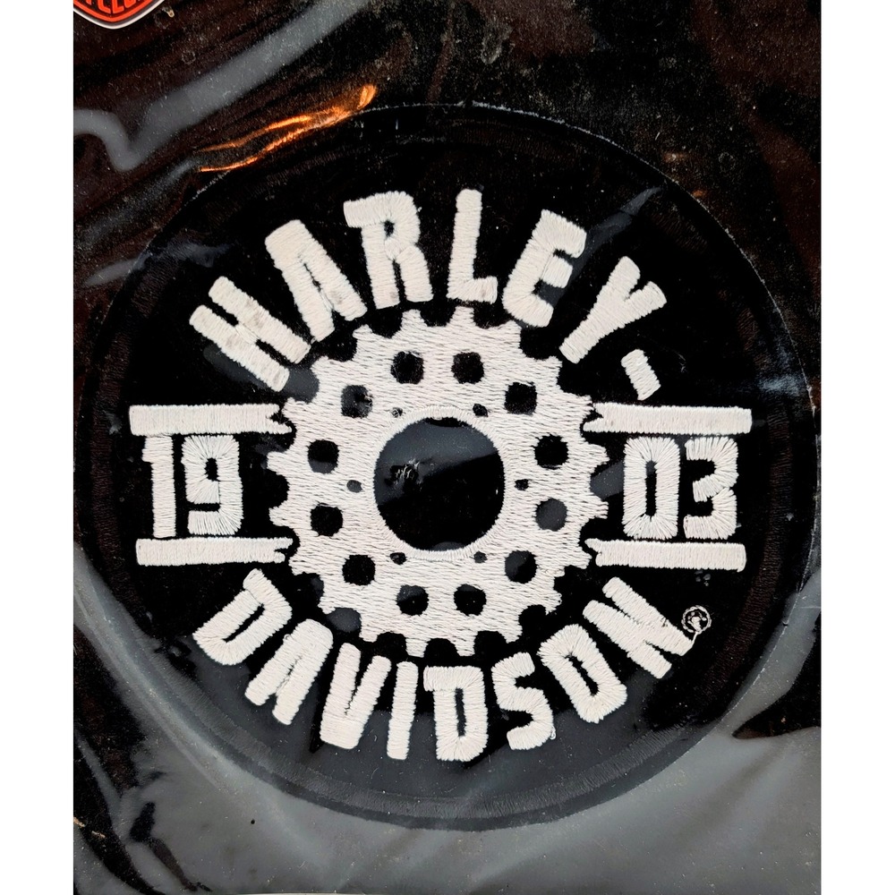Harley-Davidson 1903 Gear Sprocket Sew-On Embroidered Patch Black White